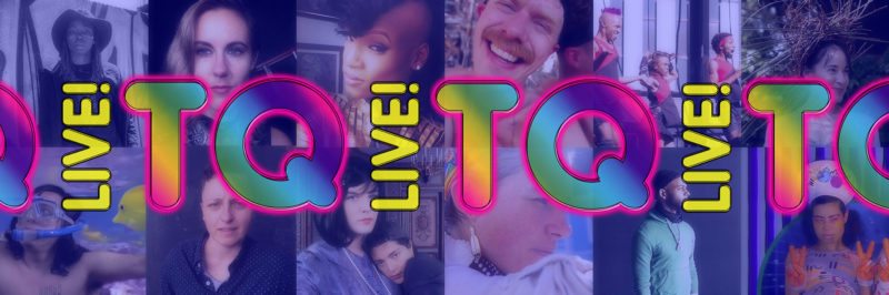 TQ Live! logo on top of 12 photographs of various people. There is a color filter over all of the photos.
